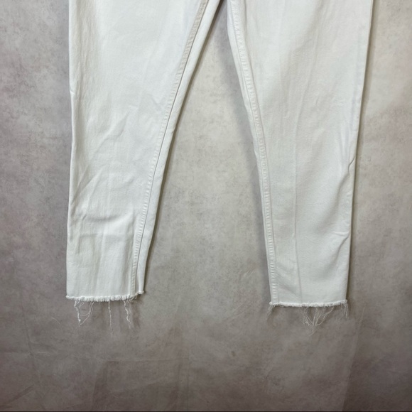 Re/Done Originals High Rise Ankle Crop Stretch Raw Hem Denim Jeans Size 28 White - Picture 5 of 9